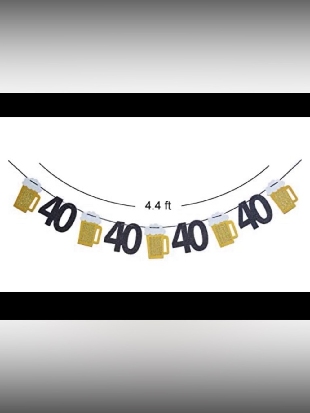 💥2/$33💥 40th Birthday Beer Mug Banner Garland - Black & Gold